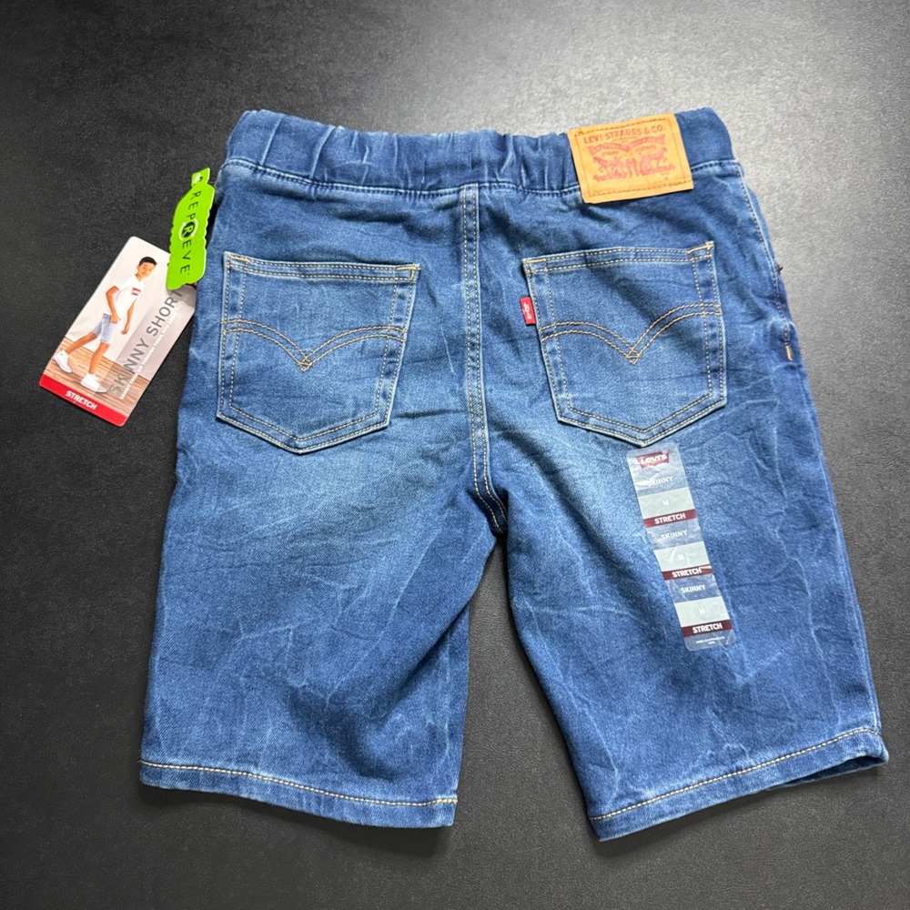 Levi's Boys‎ Medium Pull On Knit Waistband Skinny Fit Denim Jean Shorts